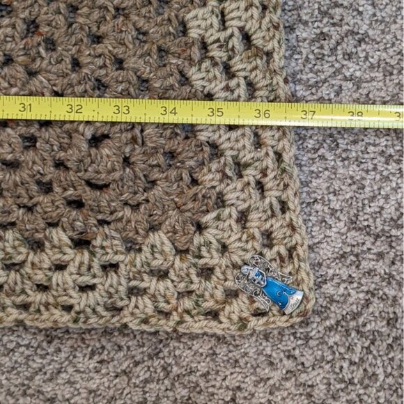 Crochet Afghan Wheelchair Lap Blanket Throw Brown Granny Square 36x36" Angel - Picture 4 of 5